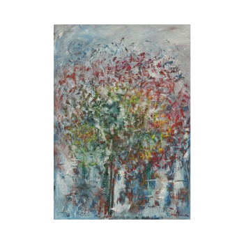 Sold Abstract painting  blue tree by Lora Pavlova III-41