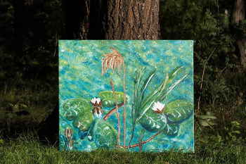 Картина маслом на холсте без рамы. Водяные лилии 50Х60.Частная коллекция (Беларусь)