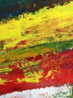 Картина современная в интерьер жёлтый красный белый. Девушка. Частная коллекция (Беларусь)