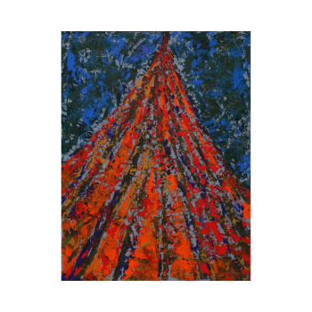 Abstract art red blue Lora Pavlova III-43